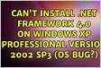 .NET Framework installation on Windows XP SP3